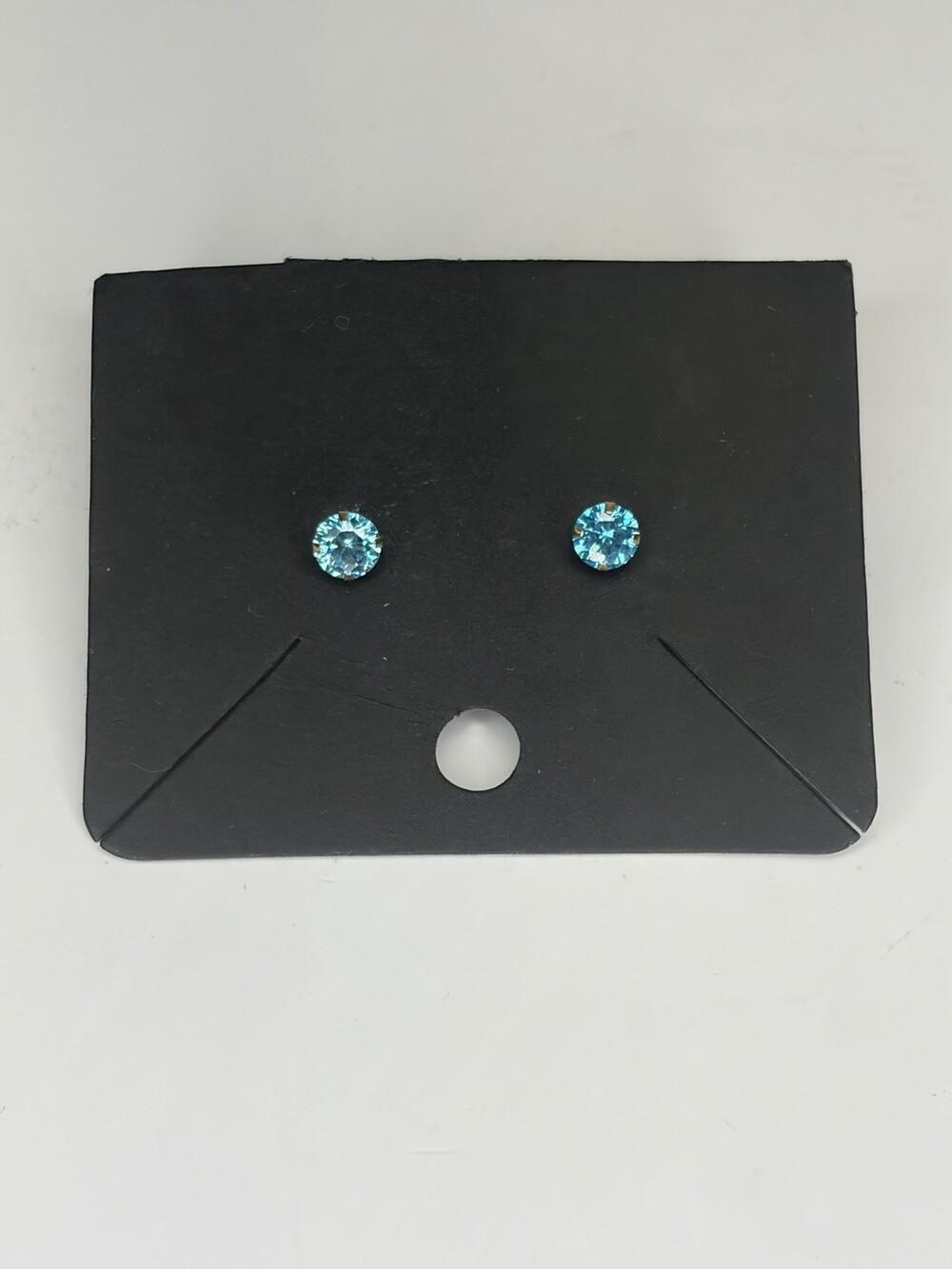 14K JCM Yellow Gold Round Blue CZ Stud Earrings 6mm Solitaire Solitaire Post